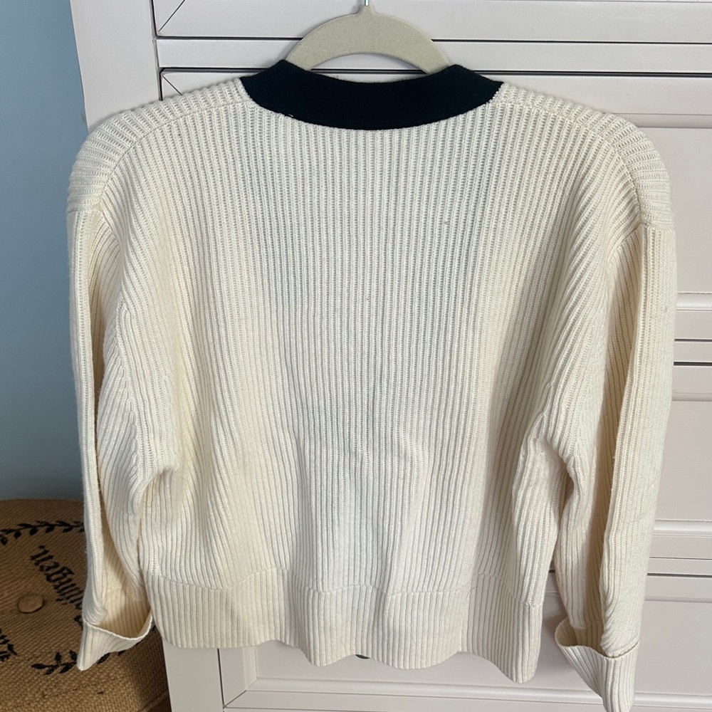BNWT BLDWN Cream Cardigan with Black Trim - Picture 5 of 6